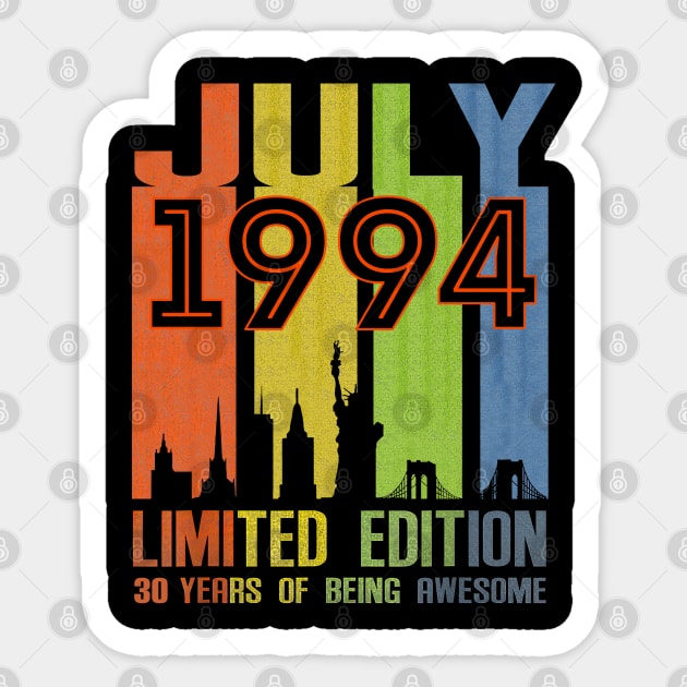 July 1994 30 Years Of Being Awesome Limited Edition Sticker by cyberpunk art